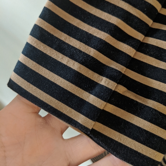 Ponte Black and Tan Striped Dress - Picture 5 of 6